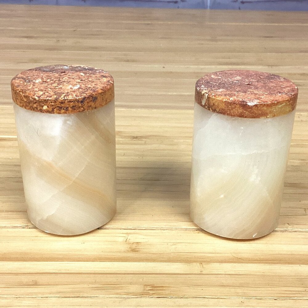 Onyx and Marble Salt and Pepper Shakers
